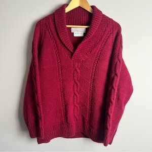 Cozy Red Wool Cable Knit Sweater
